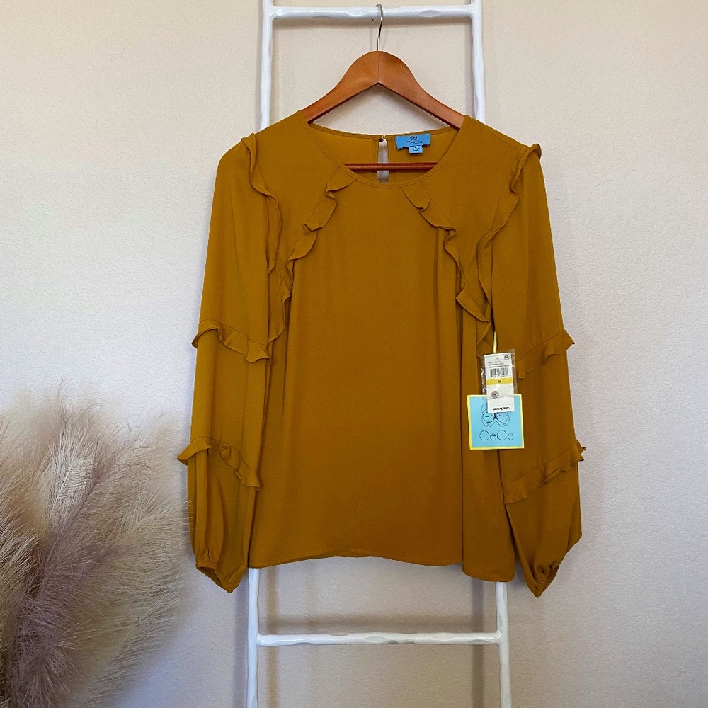 CECE Blouse in Ochre Yellow Size M